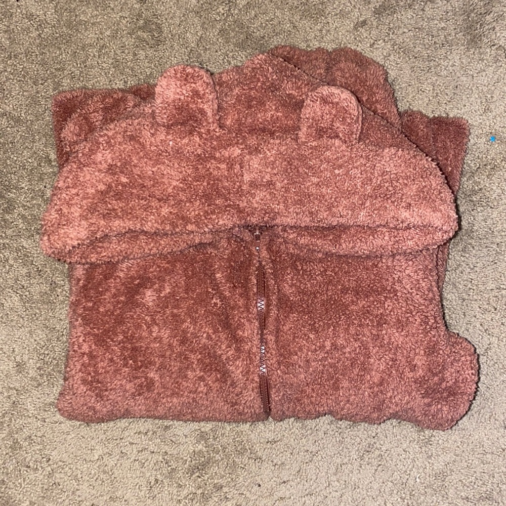 Furry teddy one piece jumpsuit